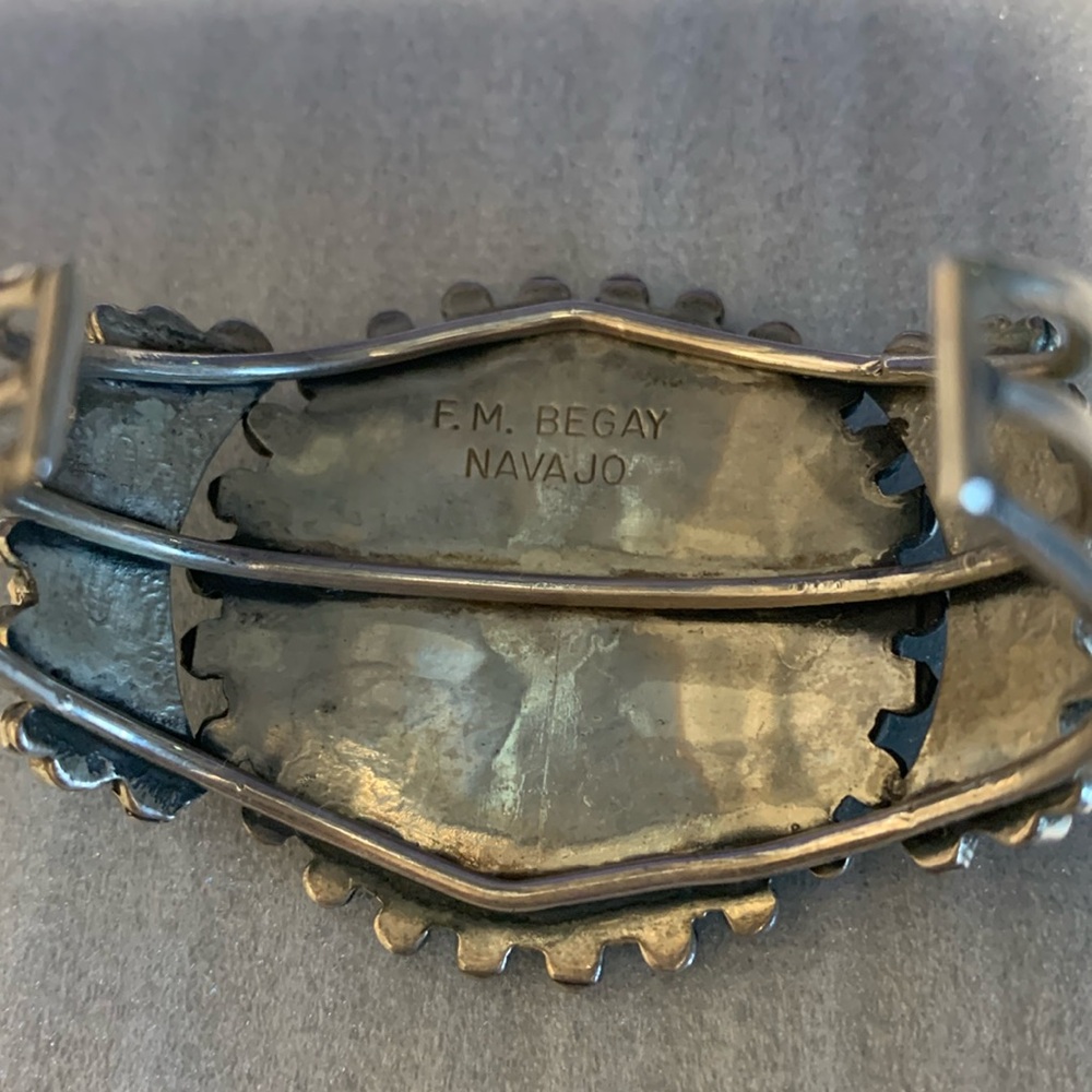 Navajo Turquoise Silver 925 Girls Bracelet Artist FM Begay - Picture 5 of 14